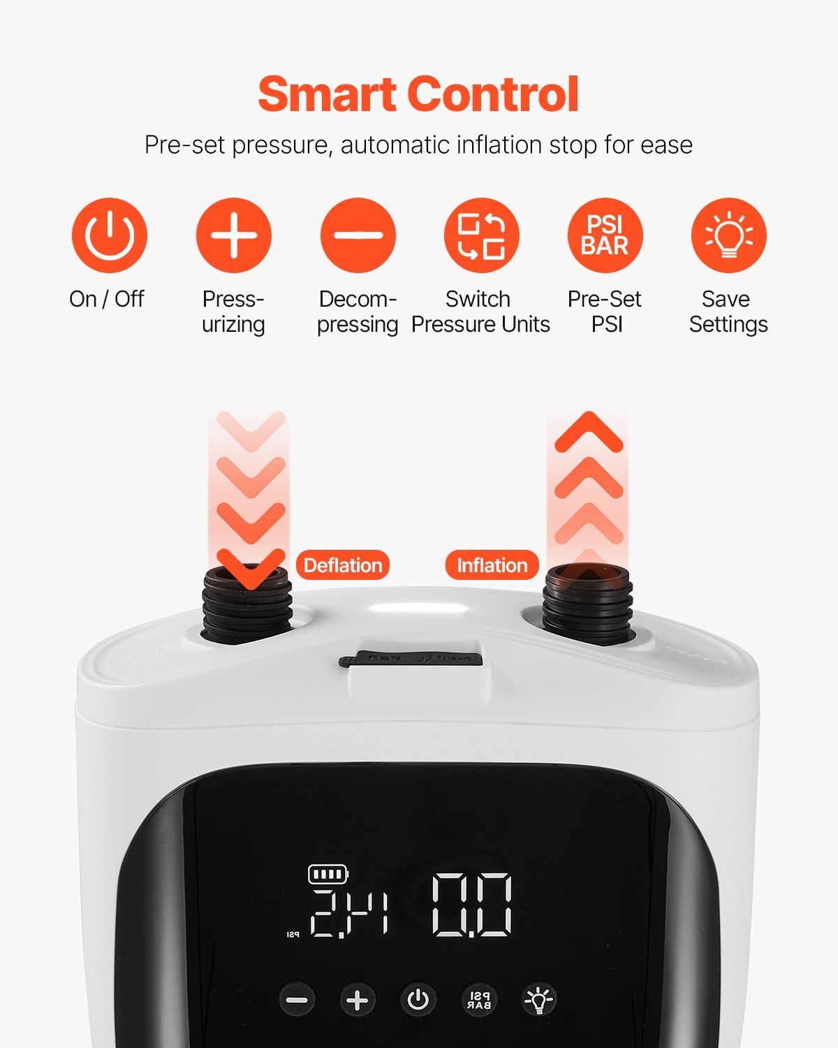 VEVOR Paddle Board Pump, 20PSI High Pressure, Rechargeable Battery-Powered, Dual Stage Electric SUP Air Pump with Auto-Off and Deflation Function, Ideal for Inflatable Paddle Board, Tent and Mattress - Image 6